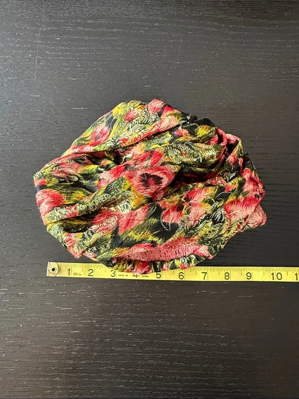 Women’s Vintage Floral Velvet Turban Headband in Pink and Green